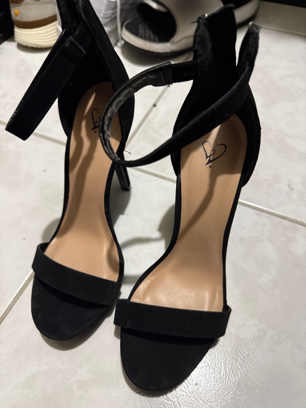 Windsor Black Open-Toe Ankle Strap Heels